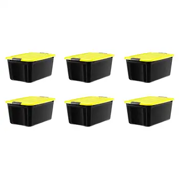 15 גלון פלסטיק שחור שחור סוגרים מכסה צהוב לשאת סט של 6