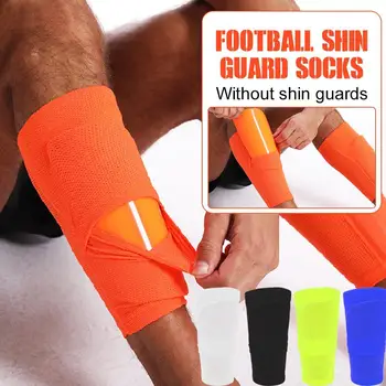 1Pair כדורגל שין שומר גרביים הרגל מגן אלסטי לנשימה ספורט קרקעיות גרביים עם כיס הכשרה כיסוי הגנת