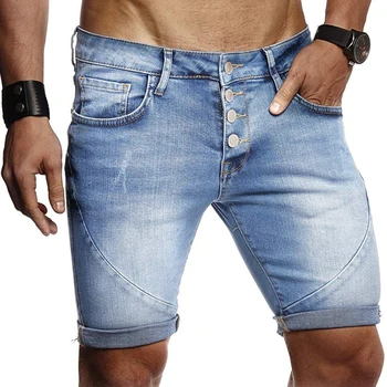 2023 אביב קיץ פנאי אופנת רחוב של גברים מכנסי ג 'ינס קצרים אופנה מוצק צבע Slim Fit קצרים Mens ז' אן מקרית סקיני ג ' ינס קצרים.