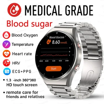 2023 החדש מדידה מדויקת הסוכר בדם, א. ק. ג+PPG שעון חכם גברים קצב הלב החמצן בדם בריאות Smartwatch גברים ספורט שעונים