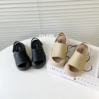 2023 קיץ סגנון ילדים נעלי החוף מוצק צבע קלאסי ילדים סנדלים תינוק חמוד הראשונה הליכונים לילדים נעלי בית
