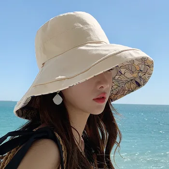 2023 קיץ סתיו הדפסה הפיך השמש חוף כובע אישה ילדה נסיעות חיצונית חופשה דייג כובע רחב שוליים 12.5 ס 