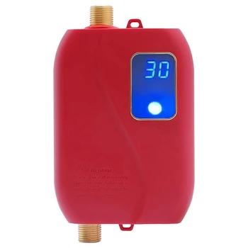 3000W מחמם המים על הקיר מיידית תנור מים חמים + LED יומי שוטף תקע אמריקאי (אדום)