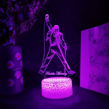 3D LED לילה אור המנורה הבריטי הזמר פרדי מרקורי דמויות מנורת לילה לילדים קישוט חדר השינה הכי טוב אוהדי מתנה מנורת לבה