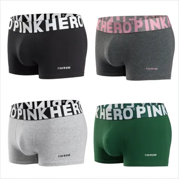 4 יח ' PINKHERO תחתונים לגברים,כולל באיכות גבוהה, נוח ורך כותנה תחתונים, תחתוני בוקסר,Calzoncillos גבר