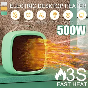 500W מיני נייד תנורי חימום חשמליים לחורף חם אוהד 220V אוויר תנור קרמיקה מאוורר מתחמם על ענף משק שירותים