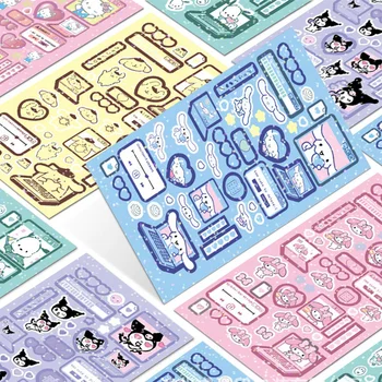 6Sheets לייזר Sanrio מדבקות Kawaii בחורות קריקטורה מדבקות עמיד למים DIY מקרה טלפון היומן הנייד חמוד Kuromi הלו קיטי מדבקות