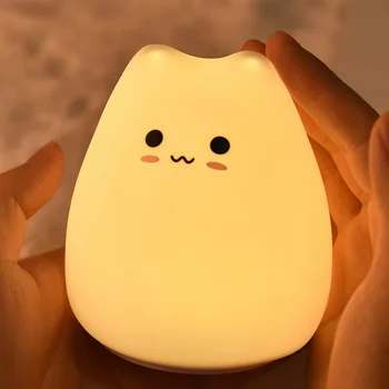 7 צבעים חתול חמוד אור דוב המנורה האלף אורות ליל חיישן מגע Led קריקטורה עיצוב חדר השינה מתנת חג המולד עבור ילדים RGB אורות