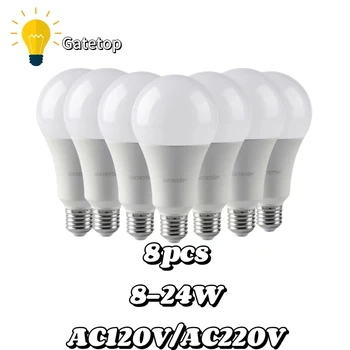 8PCS A60/A80 מנורות LED כוח 8W 9W 10W 12W 15W 18W 20W 24W AC120V/AC220V 3000K/4000K/6000K אור לבית ולמשרד תאורה