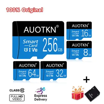 AuoTKN כרטיס זיכרון פלאש 8GB 16GB 32GB מיקרו sd TF כרטיס 512GB Class 10 UHS-אני 64GB 128GB C10 tarjeta memoria 256GB מתנה מתאם