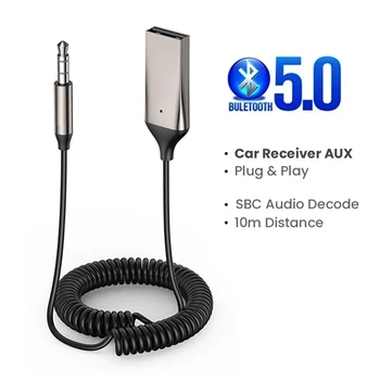 Bluetooth 5.0 Aux מתאם אלחוטי לרכב Bluetooth מקלט USB, 3.5 מ 