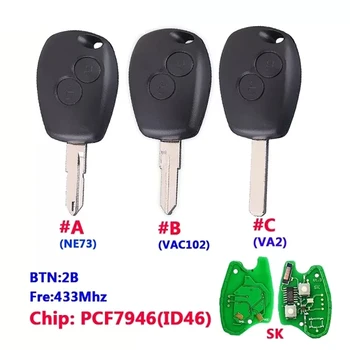CN010009 Aftermarekt 2 כפתור שלט רחוק מפתח עם 433MHz PCF7946 עבור רנו /Kangoo II /קליאו III שלושה דגמים המפתחות להבים