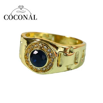 Coconal יוקרה כחול כהה טבעי קישוטים טבעת זירקון פאנק טבעות גברים האצבע טבעת-מתנה תכשיטים
