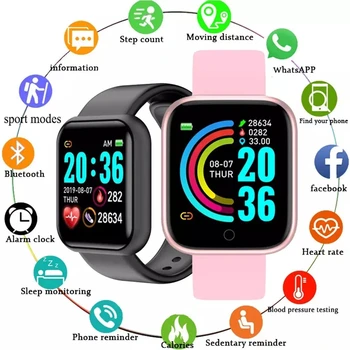 D20 שעון חכם או צמיד ספורט כושר אלקטרוני שעון Bluetooth קצב הלב שעון מעורר אופנה Smartwatch עבור אנדרואיד IOS