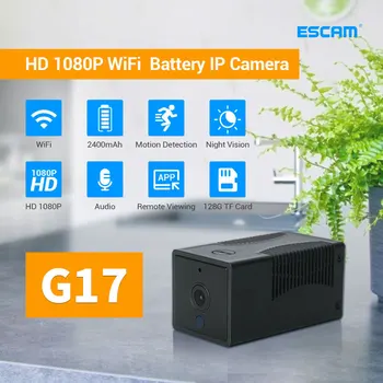 ESCAM G17 1080P מיני Wifi מצלמה קטנה סוללה נטענת מופעל אלחוטית אבטחה טלוויזיה במעגל סגור מצלמות אבטחה ראיית לילה מצלמת