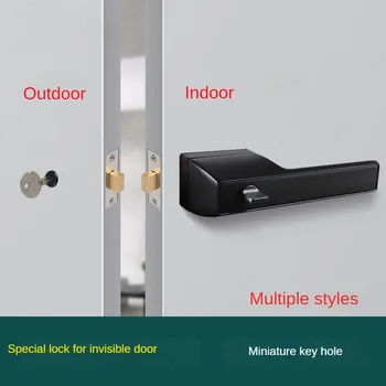 Invisibledoor להתמודד עם ריבוע פנימי דלת אחת בצד מנעול חבוי רקע קיר להתמודד עם צד אחד לנעול את החדר הסודי לנעול את הדלת