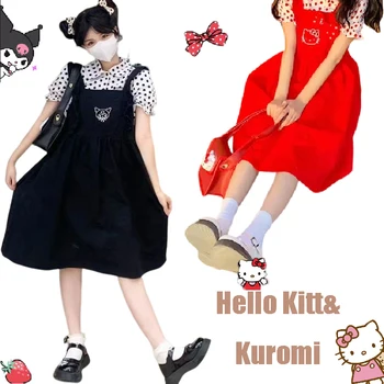 Kawaii Sanrio הלו קיטי מחוך חצאית Kuromi בחורה סטודנט קריקטורה הקיץ תכליתי להפחת מופיעים דק קשת אפוד שמלת