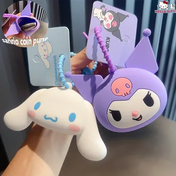 Kawaii Sanrio התיק מטבע ארנקים Keyring Cinnnamoroll הארנק מחזיק מפתחות אוזניות שקיות סיליקה ג ' ל תליון חמוד מתנה צעצועים עבור בנות