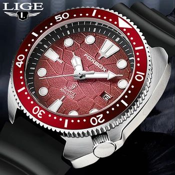 LIGE חדש Mens שעונים לגברים העליון מותג אופנה יוקרתי סיליקון ספורט שעון גברים קוורץ תאריך שעון עמיד למים שעון יד זוהר