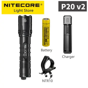 NITECORE P20 V2 אור חזק 1100 לומן מיידי פלאש LED נייד טקטית פנס חיפוש לפיד Lamp18650 סוללה
