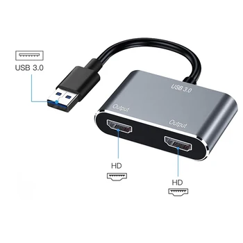 Nku USB 3.0 Dual HD 1080P צג מתאם USB 2 צגי ה-Extender ממיר כבלים עבור שולחן העבודה של Windows מחשב נייד כדי שתי טלוויזיות hdtv