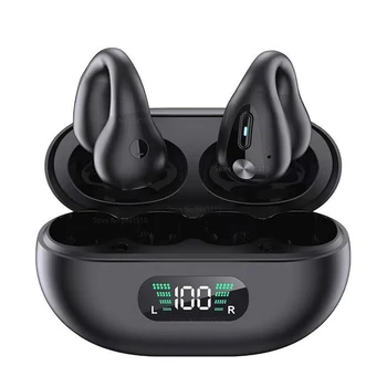 Q80 TWS עצם הולכה אוזניות Bluetooth שמיעה 5.3 ספורט עמיד למים אוזניות אלחוטיות צג דיגיטלי סיליקון אוזניות