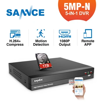 Sannce H. 264+ 4K DVR HD Ultra 5-in-1 8MP מעקב DVR פלט וידאו מקליט גישה מרחוק זיהוי תנועה התראת דוא 