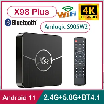 Smart TV Box X98 פלוס אנדרואיד 11 Amlogic S905W2 2.4 G&5.8 G Dual Wifi 4K BT 4GB 32GB 64GB Media Player Set top box 2GB זיכרון 16G