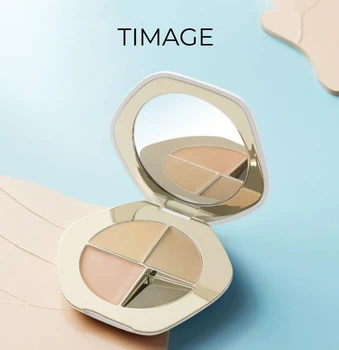 TIMAGE Tri-צבע קונסילר צבעים עם פאף מרקם קרמי פנים קונסילר מכסה כתמים אקנה אפל לחות העור ידידותי