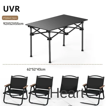 UVR החיצונית חדש שולחנות מתקפלים וכיסאות המשפחה לנסוע לקמפינג חביתה שולחן נייד פחמן, סגסוגת פלדה שולחנות וכיסאות להגדיר