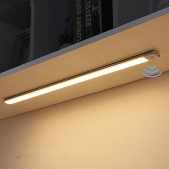 אולטרה דק חיישן תנועה תחת אורות Cabinet אלחוטית אור LED נטענת USB עבור מטבח ארון הבגדים בחדר השינה ארון תאורה