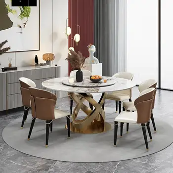 איטלקי עדין יוקרה רוק לוח שולחן אוכל עם הפטיפון מודרני ביתיים פשוטים מטבח שולחן כיסא שילוב רהיטים