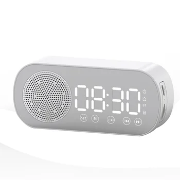 אלחוטי Bluetooth רמקול רדיו עם שעון כפול אזעקה כרטיס TF תמיכה Soundbar דיגיטלי אזעקה עבור המשרד הביתי לבן