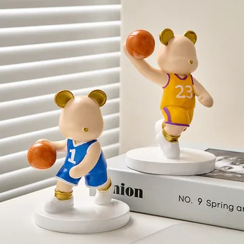 אלימות קריקטורה דוב כדורסל בסלון עיצוב קישוטי בית השינה השולחן פיסול Figurins מתנות לילדים