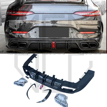 אמיתי סיבי פחמן האחורי השפה מפזר ספוילר עבור מרצדס בנץ AMG GT43 GT50 GT53 C בסגנון פגוש אחורי מגן 2019+