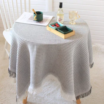אפור עגול קטן שולחן שולחן קפה, שולחן ליד המיטה, שולחן איפור, dustproof כיסוי בד