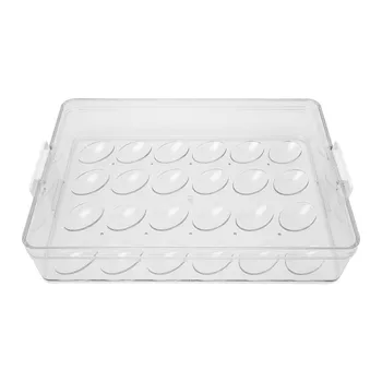 בבית הביצה בעל שקוף Anti Slip 24 רשתות מכולה ביצה ביצה מגש אחסון עם מכסה על המקרר במטבח.