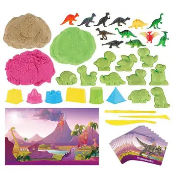 בנייה דינוזאור משחקים חול להגדיר דינוזאור משחקים חול הערכה כוללת דינוזאור חול תבניות Ultra-אור קליי שטח חול חול טבעי