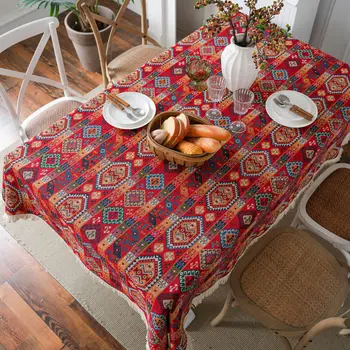 ברמה גבוהה מרוקאית רטרו ההגירה המפה Thicked כותנה בד פשתן כיסוי שולחן שולחן מלבני בד לקישוט