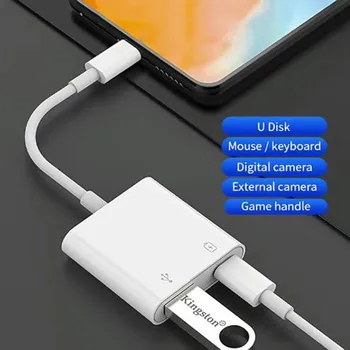 ברק OTG USB מתאם עבור IPhone Ipad מקלדת ועכבר טעינת דיסק U המצלמה CardReader נתונים Iphone ממיר Otg