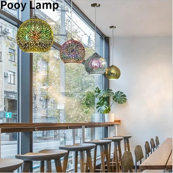 הוביל נברשת צבע 3D זכוכית יצירתי מנורה דקורטיבית נורדי הבית האמריקאי תאורה מודרני פשוט מסעדה בסלון