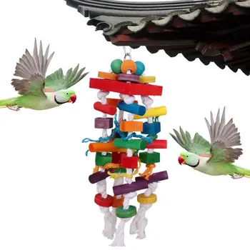 התוכי שיחור מזון מזין צעצועי עץ ביס כלוב ציפור תוכי צעצועים ללבוש עמידים עץ בלוק ציפור תוכי צעצועים מעץ ליקוט ציפור