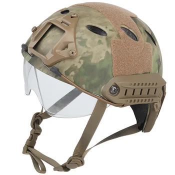טקטי קסדה עם משקפי מגן פיינטבול ציד Wargame צבאי מהיר קסדה Multicam הסוואה בארה 