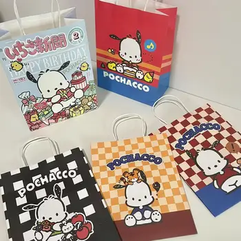 יצירתי Sanrio Pochacco שקיות מתנה יצירתית Kawaii Pochacco דפוס קראפט שקיות נייר לילדים, מתנות יום הולדת Tote תיק מתנה