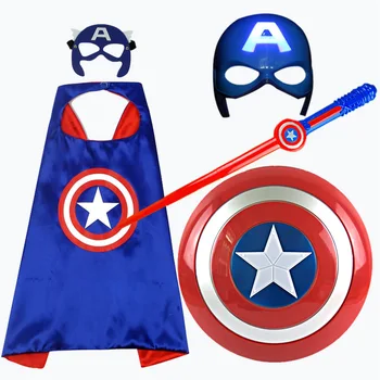 מארוול הנוקמים קפטן אמריקה מגן צעצוע של זוהר מסכת קול, אור חרב גלימה ביצועיהם של ילדים כי בגדים שיתאימו