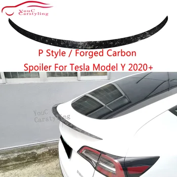 מזויפים סיבי פחמן P Style האחורי ספוילר על טסלה מודל Y 2020+ מטען אתחול ליפ ספוילר זנב