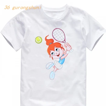 מצחיק ילדים חולצה לבנים kawaii הילדים בגדי ילדות חולצת טי ילדה קריקטורה חמודה שחקן טניס וקטור ילד גרפי טי טי-שירט
