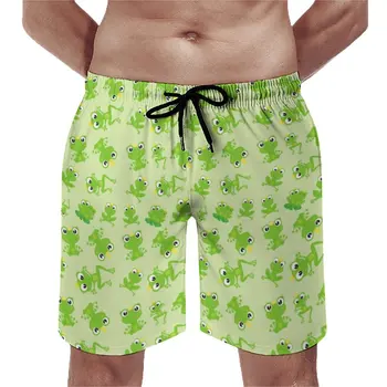 נסיך צפרדע תבנית לוח מכנסיים קצרים בקיץ Kawaii ירוק קריקטורה צפרדעים גלישה קצרים חוף יבש מהירה מצחיק מותאם אישית בגד ים