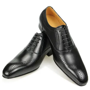 נעלי עור גברים מחודד בוהן ארבע עונות נעלי עור עסקי רשמי נעלי פטנט בהיר עור נמוכה העליונה נעלי שחור