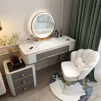 נשים יוקרה לוח שולחן איפור LED Smart Mirror מגירת אחסון רב תכליתי לבן ארון Schmincktisch פריטים ביתיים